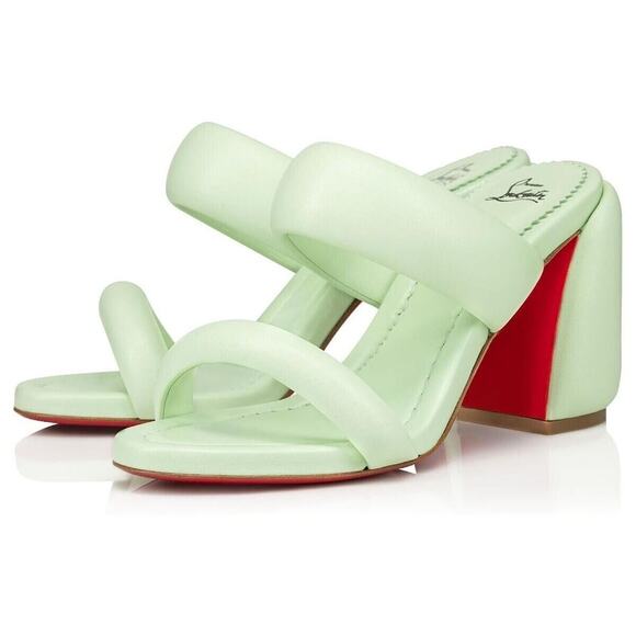 Christian Louboutin Inflama Sab 85 Mint Green Leather Mules 38 - Picture 3 of 8